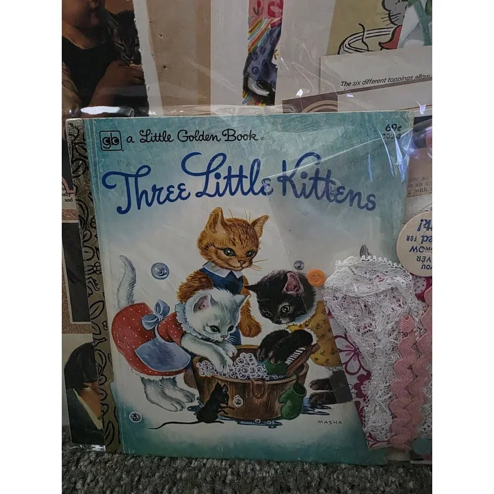 Junk Journal Supply Kit Little Golden Book THREE LITTLE KITTENS